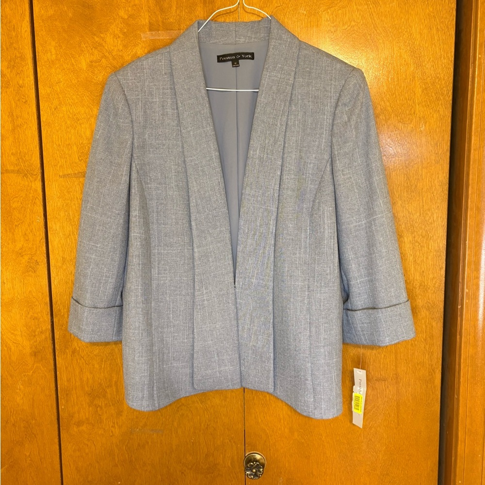 Preston & York Women's Size 14 Gray Blazer 3/4 sleeve NWT